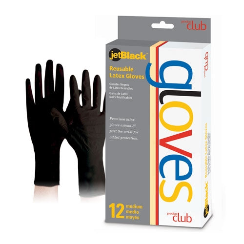 Product Club JetBlack Reusable Latex Gloves - 12 ct. (3-Sizes)