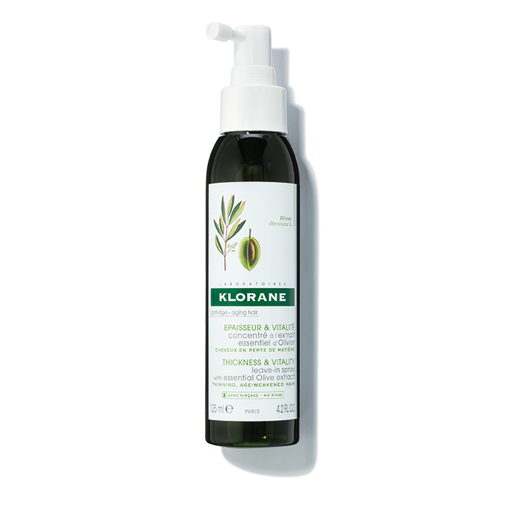 Klorane Thickness and Vitality Leave-In Spray with Essential Olive Extract Strengthens Weakened Hair