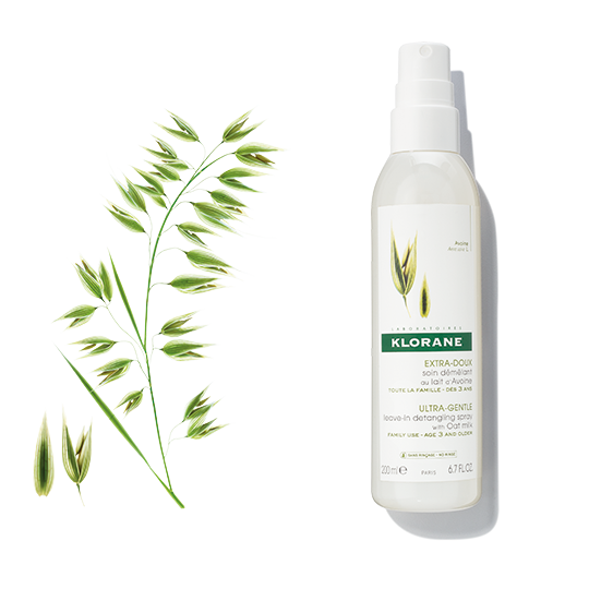 Klorane Ultra Gentle Leave-In Detangling Spray with Oat Milk Detangles and Softens Hair