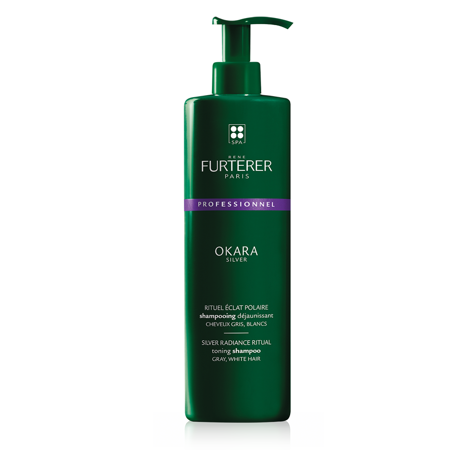 Rene Furterer Okara Silver Toning Shampoo (3-Sizes) for gray, white or platinum blonde hair